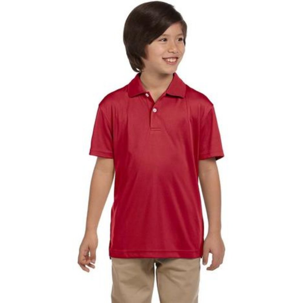 NWT HARRITON YOUTH DOUBLE MESH POLO RED SMALL
